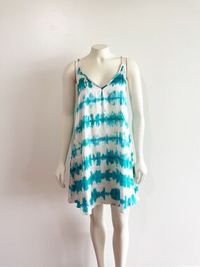 We Are Leone Elke Blue Tye Dye Stripe Short Dress S/M